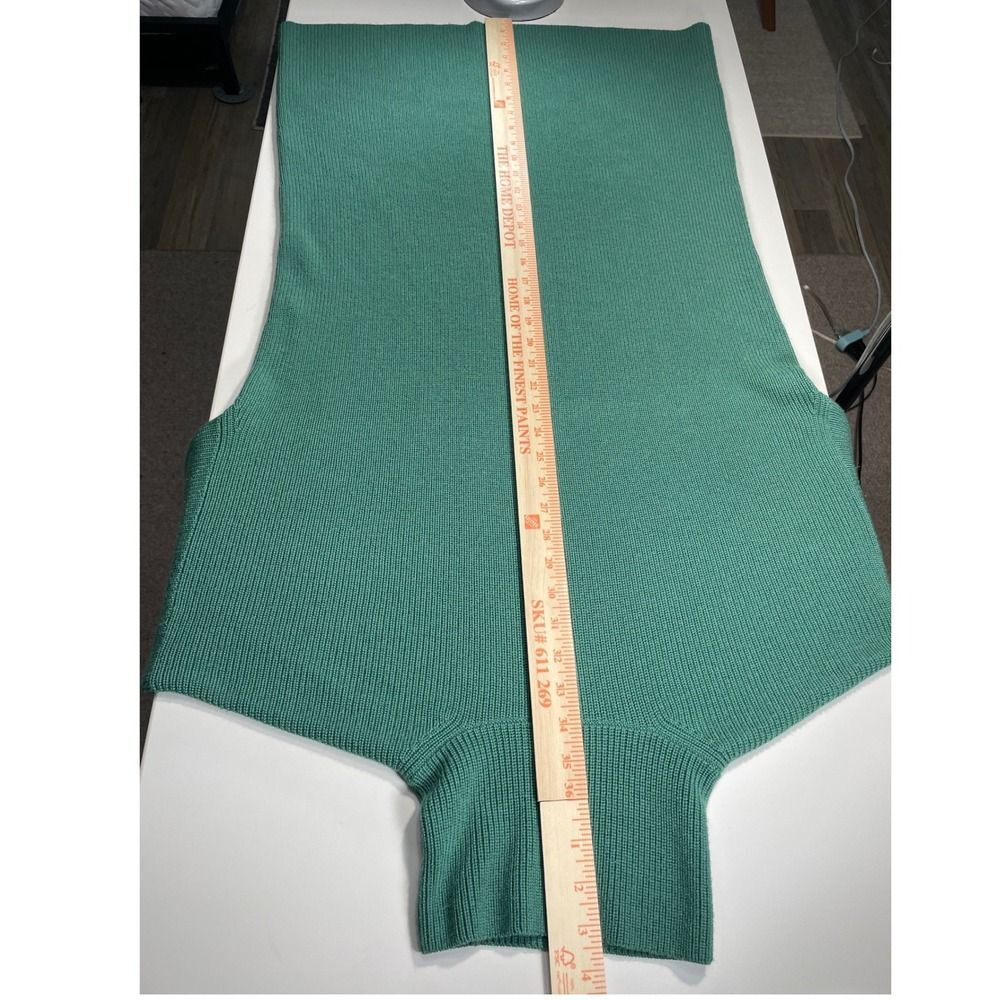 Merino Wool Babaton Turtleneck Sweater dress W/ S Green Ribbed Knit 103661 LN - Picture 11 of 14